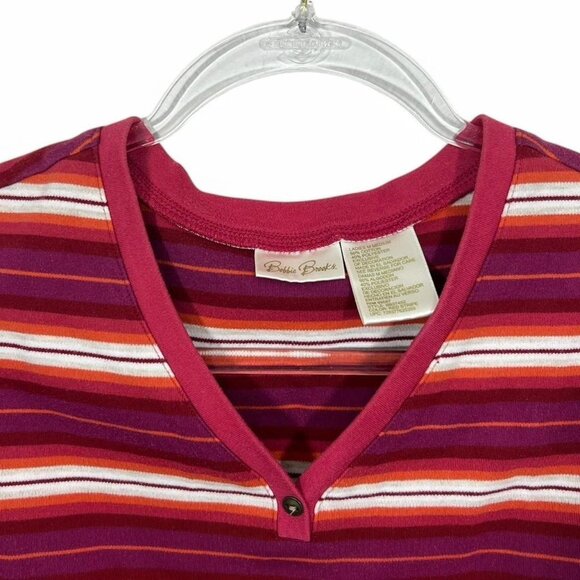 Vintage Bobbie Brooks‎ Striped V-Neck Tank Top Sleeveless Summer Top Size M - Picture 2 of 4
